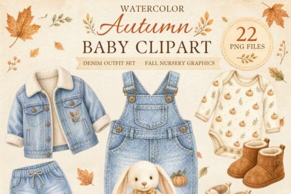 Autumn Baby Clipart: Watercolor Fall Bundle
