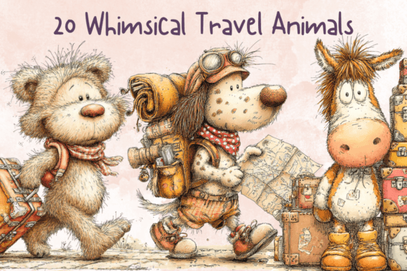 Bring Your Designs to Life with Whimsical Travel Animals Clipart
