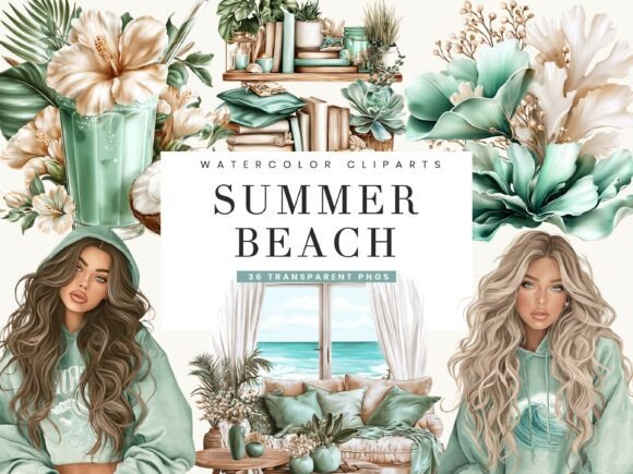 Bringing the Coastline to Your Canvas: A Guide to Using Watercolor Summer Beach Clipart