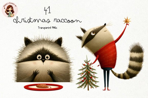 Elevate Your Holiday Designs with Cute Christmas Raccoon PNG Clipart