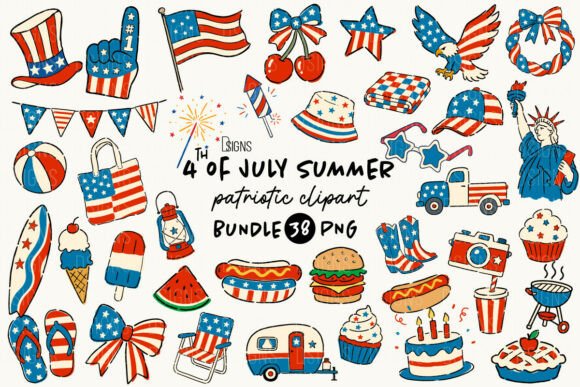 Elevate Your Independence Day Designs with the 4th of July Summer Patriotic USA Bundle