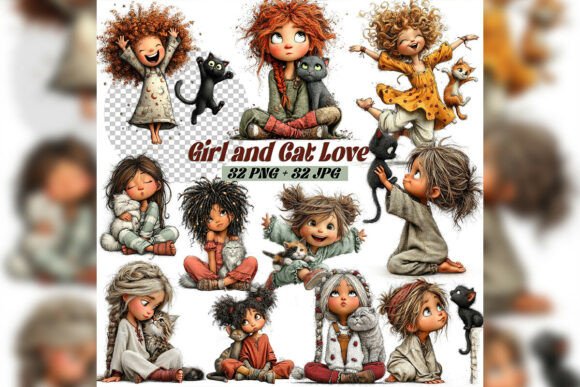 Embracing Soft Aesthetics: The Creative Power of the Whimsical Girl Cat Love Clipart Set