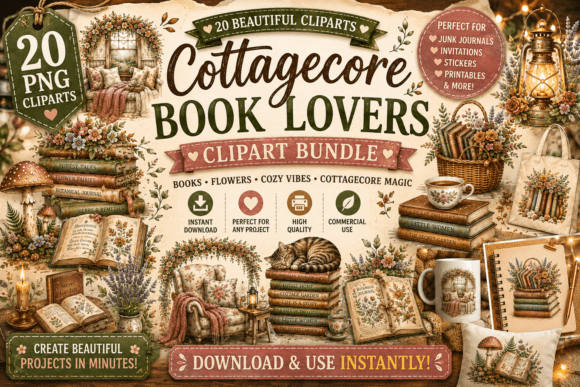 Embracing the Cottagecore Aesthetic: A Guide to Using Book Lovers Clipart for Creative Projects