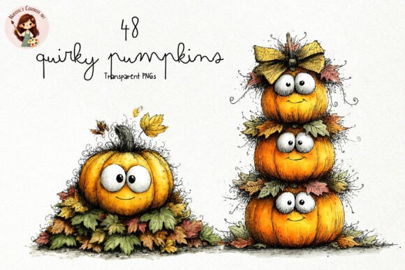 Evaluating Quirky Pumpkins PNG Clipart for Seasonal Design Projects