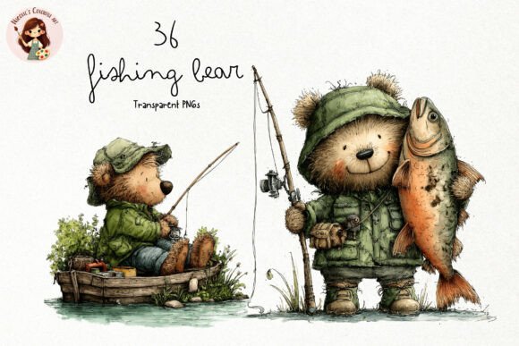 Evaluating the Fishing Bear PNG Clipart Set for Creative Projects