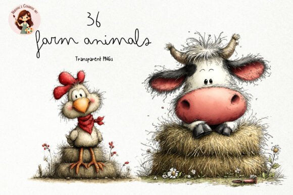 Farm Animals PNG Clipart: Watercolor Designs