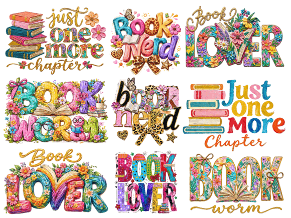 Floral Book Lover PNG Bundle