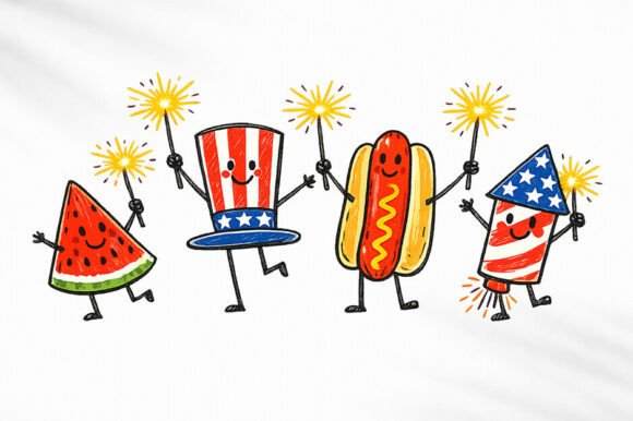 Ignite Your Summer Creativity with Patriotic Doodle PNG Cute USA Summer Art