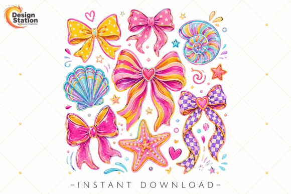 Integrating Coquette Summer Bow PNG, Colorful Beach Elements into Your Creative Workflow