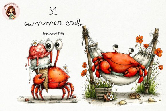 Integrating the Cute Summer Crab PNG Clipart Set into Your Creative Workflow