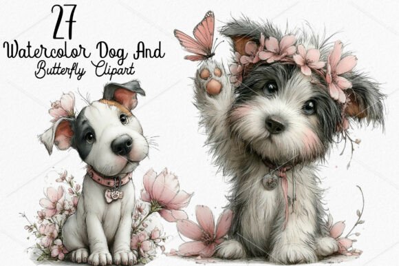 Integrating Watercolor Dog and Butterfly Clipart into Your Creative Workflow
