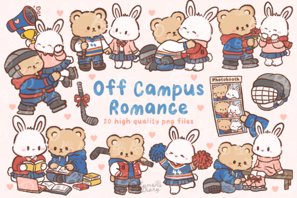 Off Campus Romance Clipart: Cute Kawaii Designs