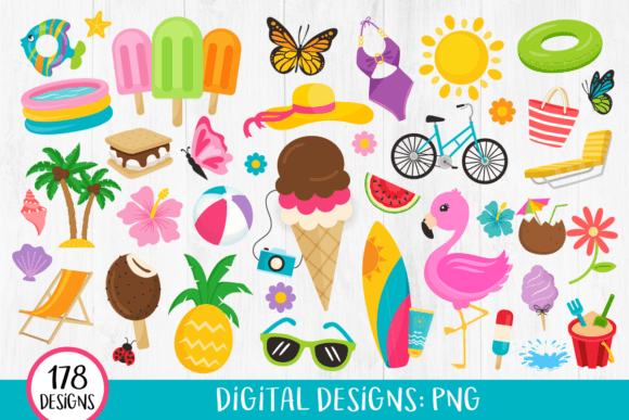 Summer Clipart & Pool Party Beach Designs