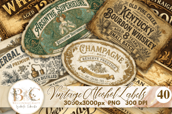 Unlocking Creative Potential with the Vintage Alcohol Labels Clipart Bundle