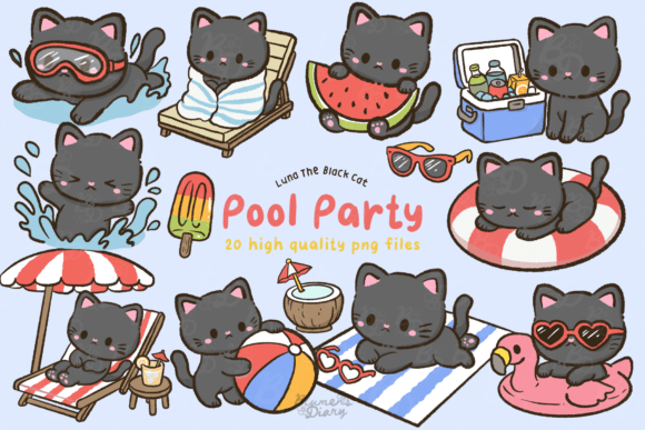 Unlocking Summer Creativity: A Guide to Kawaii Pool Party Black Cat Clipart