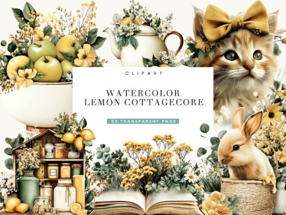 Watercolor Lemon Cottage Core Clipart Guide