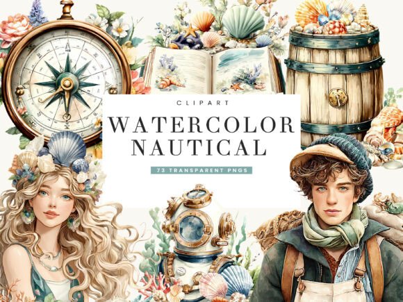 Watercolor Nautical Clipart Bundle: A Creative Resource for Coastal Design