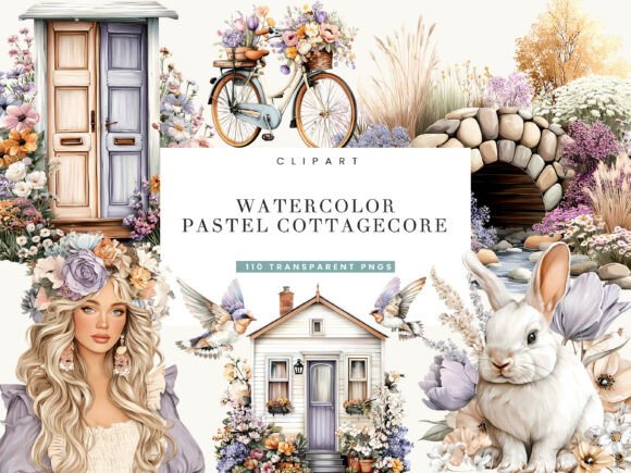 Watercolor Pastel Cottage Core Clipart Guide