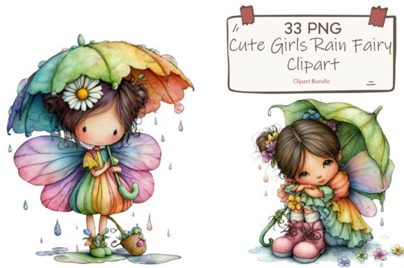 Watercolor Rainbow Fairy Girls Clipart: Bringing Whimsy to Your Creative Projects