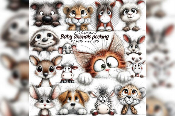 Whimsical Baby Animals Peeking Set