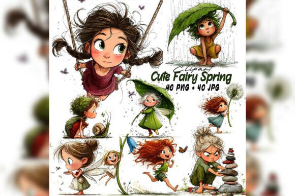 Whimsical Fairy Clipart for Birthdays & Babies