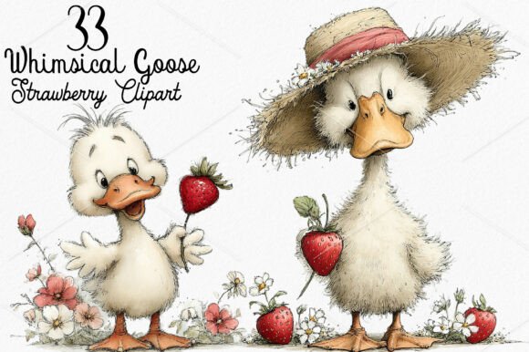 Whimsical Goose Strawberry Clipart: A Guide to Cottagecore Design Assets