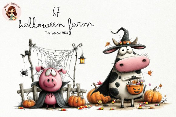 Whimsical Halloween Farm PNG Clipart Guide
